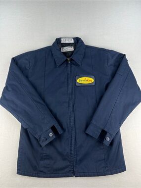 Aramark Mens Work Jacket Quilt Lined Full Zip Service King Patch Size M